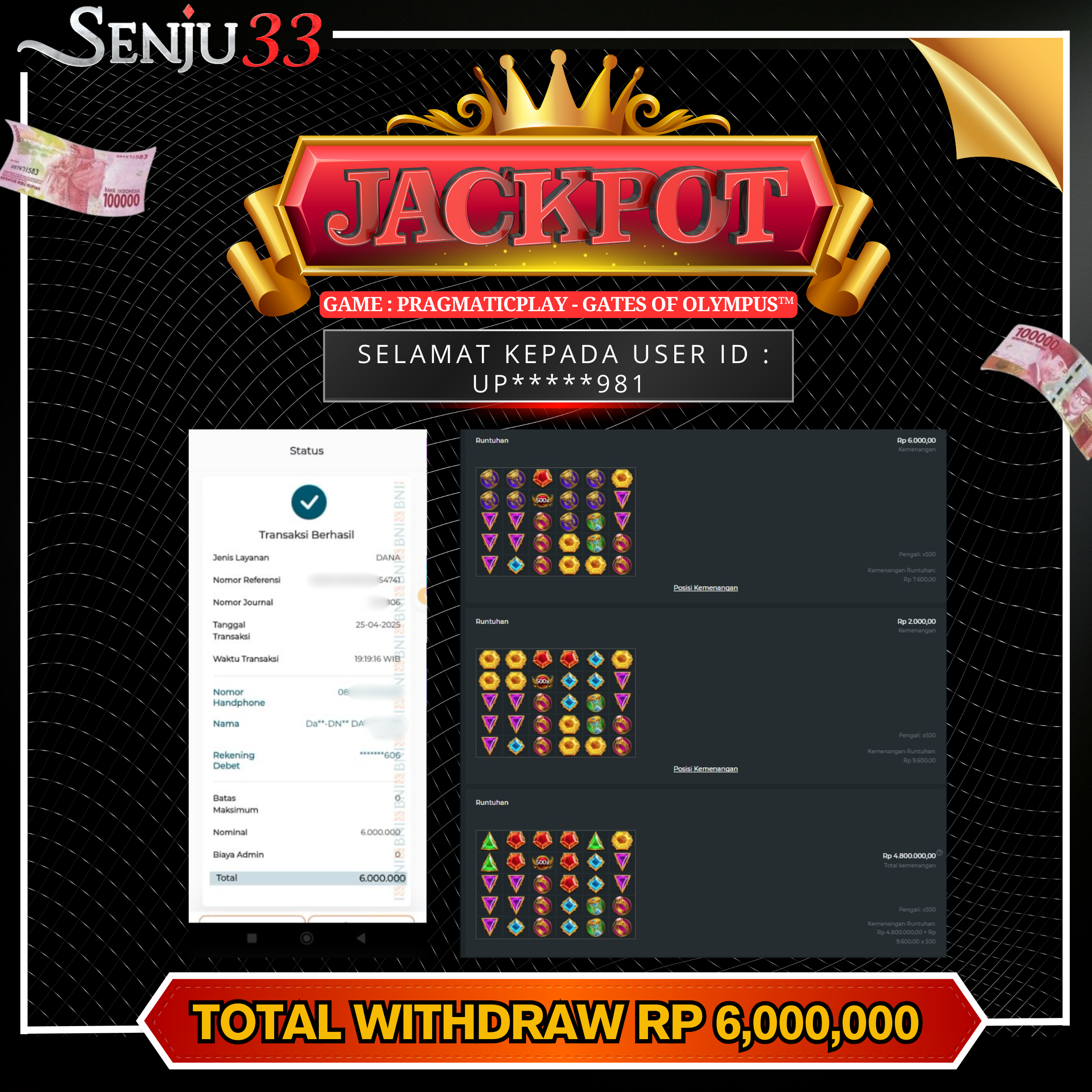 🎰 SENJU33 JACKPOT SLOT Rp. 6.000.000 LUNAS 🎉