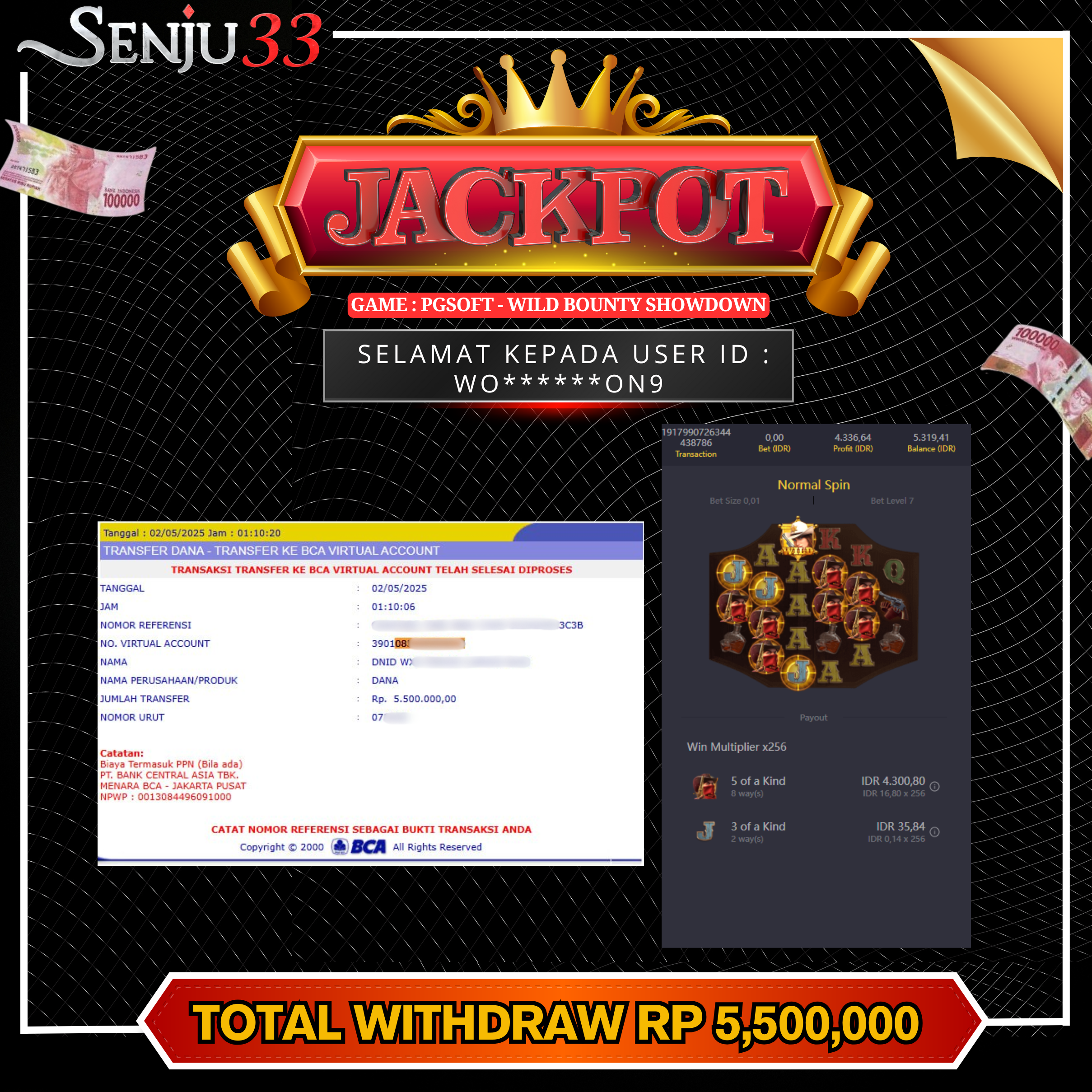 🎰 SENJU33 JACKPOT SLOT Rp. 5.500.000 LUNAS 🎉