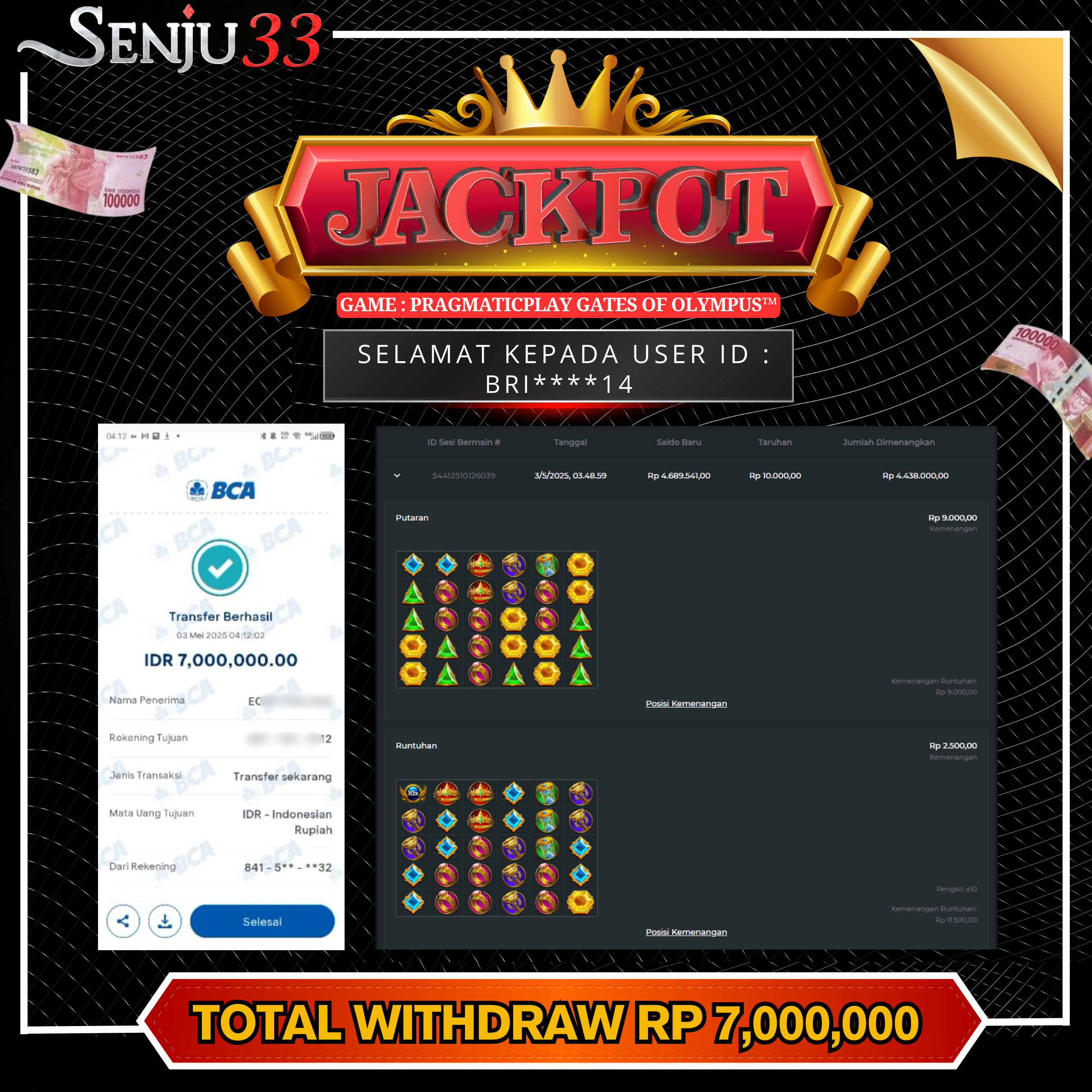 🎰 SENJU33 JACKPOT SLOT Rp. 7.000.000 LUNAS 🎉