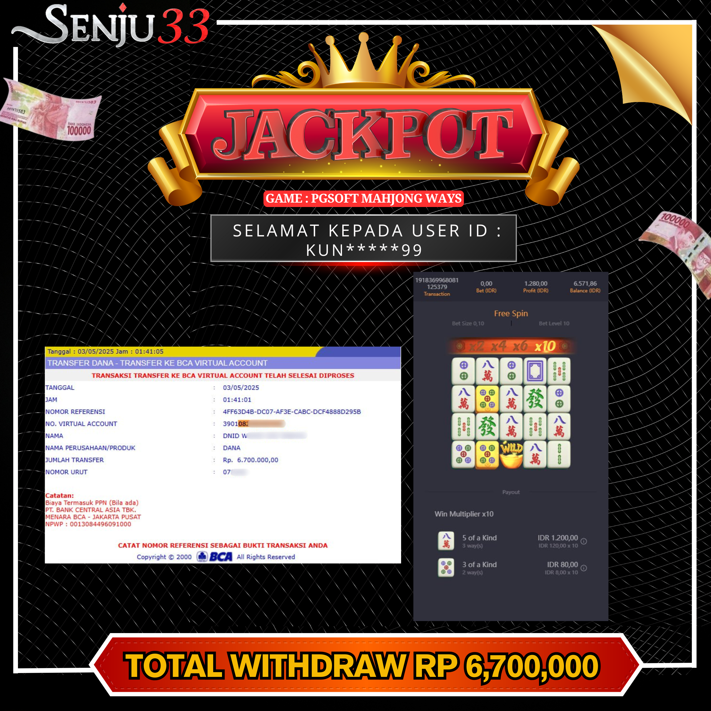 🎰 SENJU33 JACKPOT SLOT Rp. 6.700.000 LUNAS 🎉
