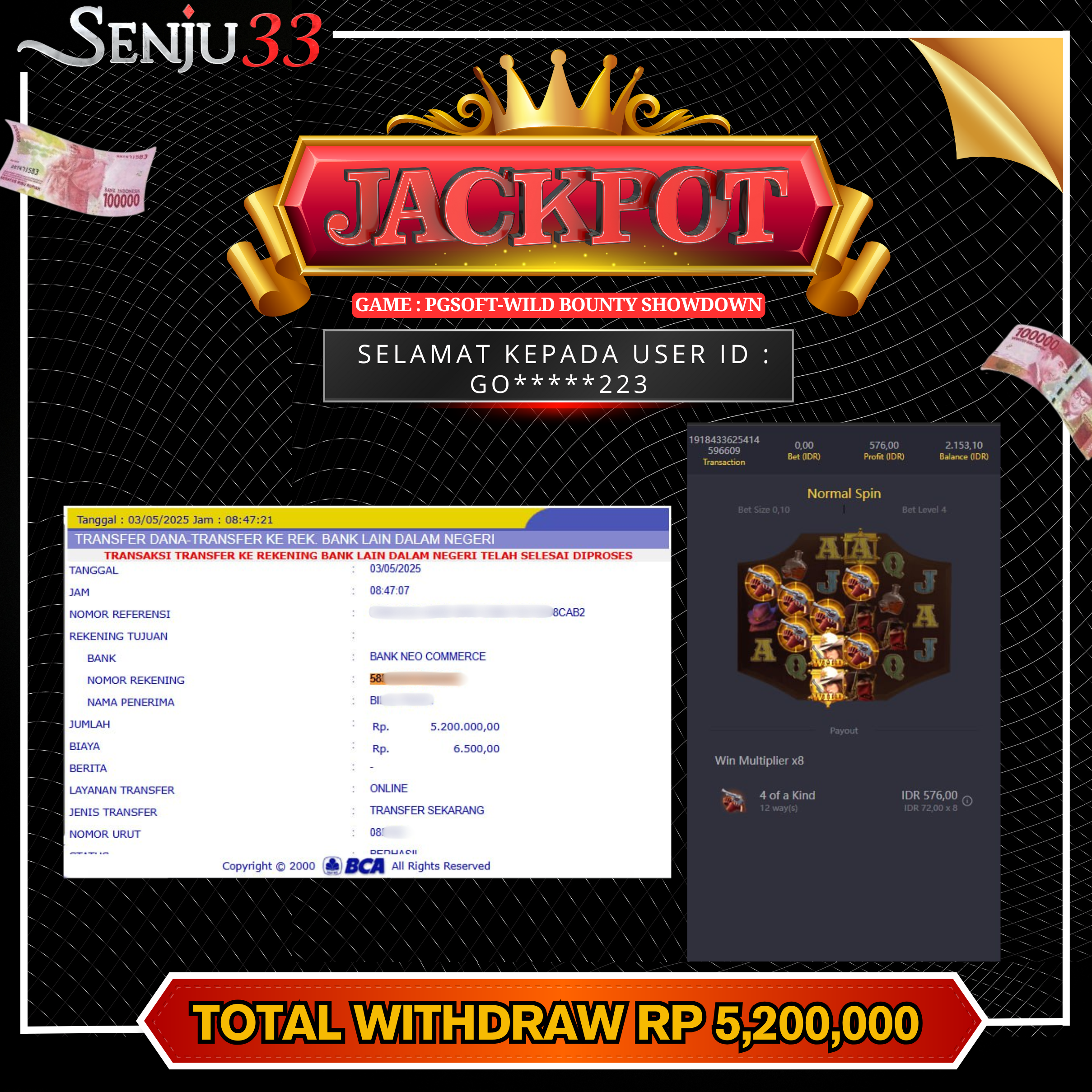 🎰 SENJU33 JACKPOT SLOT Rp. 5.200.000 LUNAS 🎉