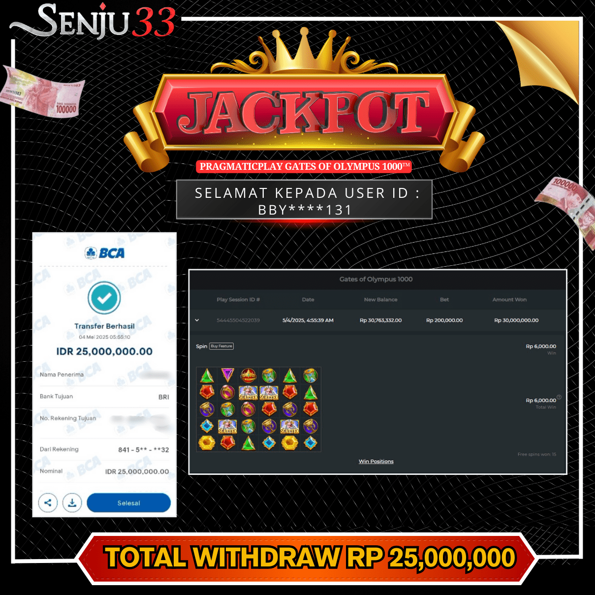 🎰 SENJU33 JACKPOT SLOT Rp. 25.000.000 LUNAS 🎉