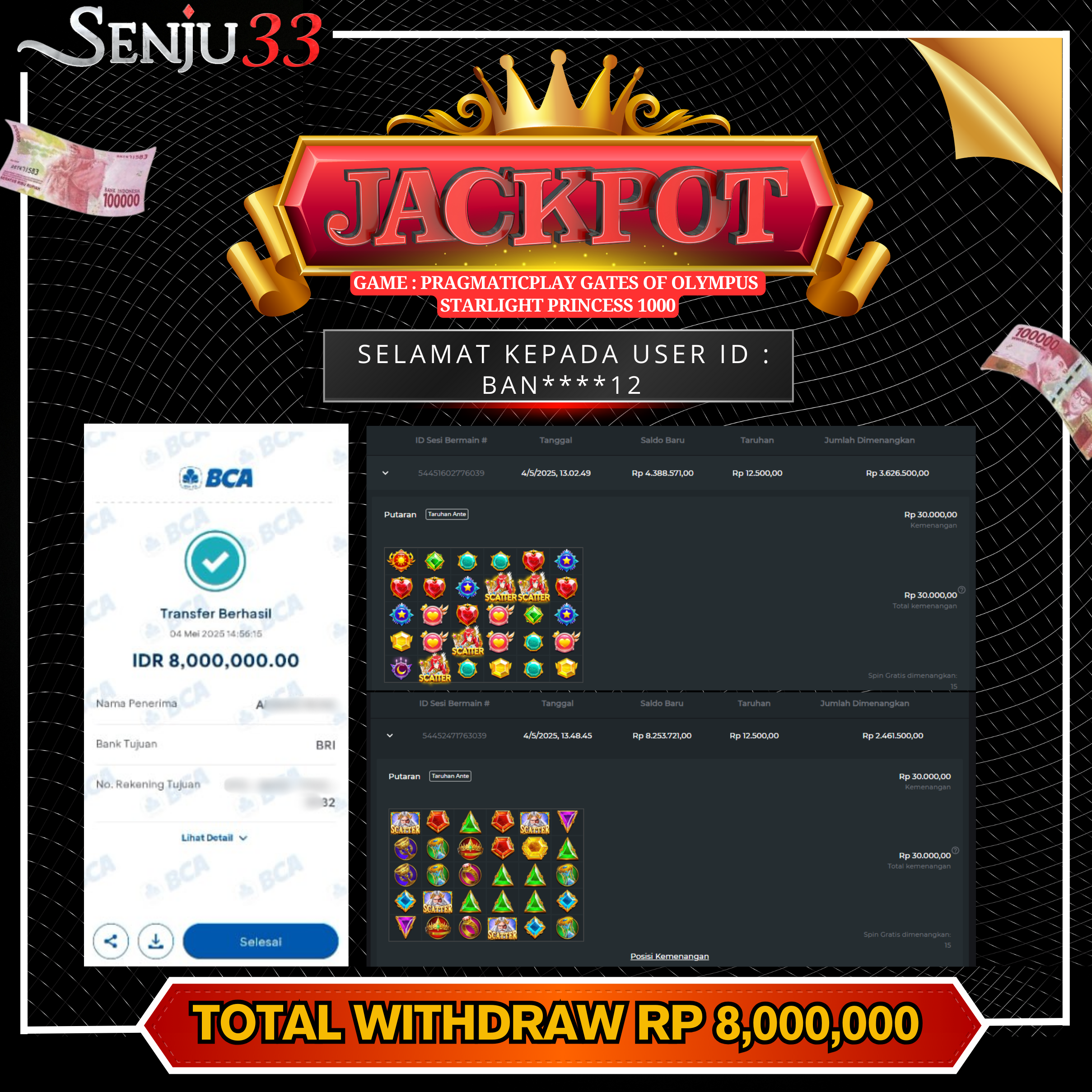 🎰 SENJU33 JACKPOT SLOT Rp. 8.000.000 LUNAS 🎉