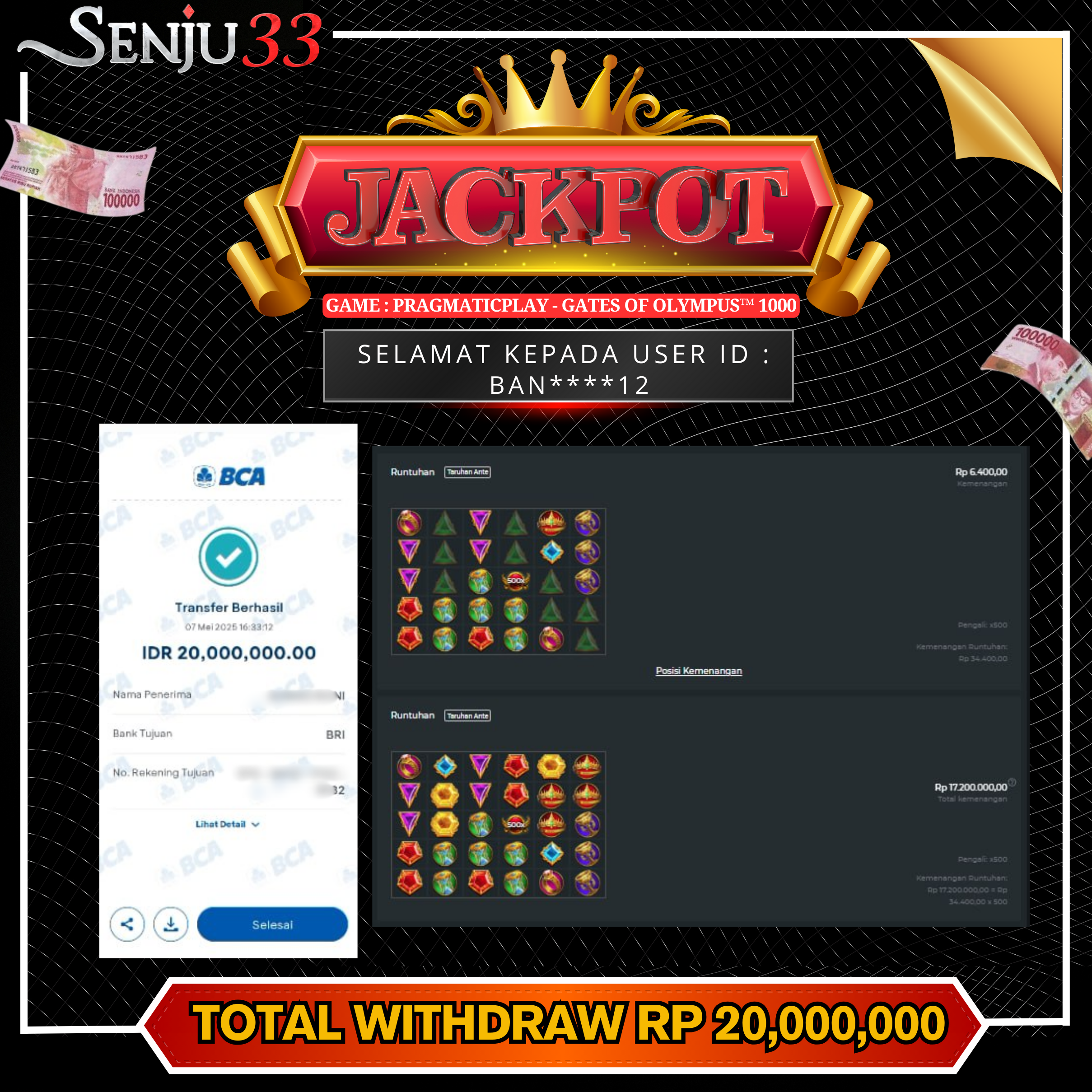 🎰 SENJU33 JACKPOT SLOT Rp. 20.000.000 LUNAS 🎉