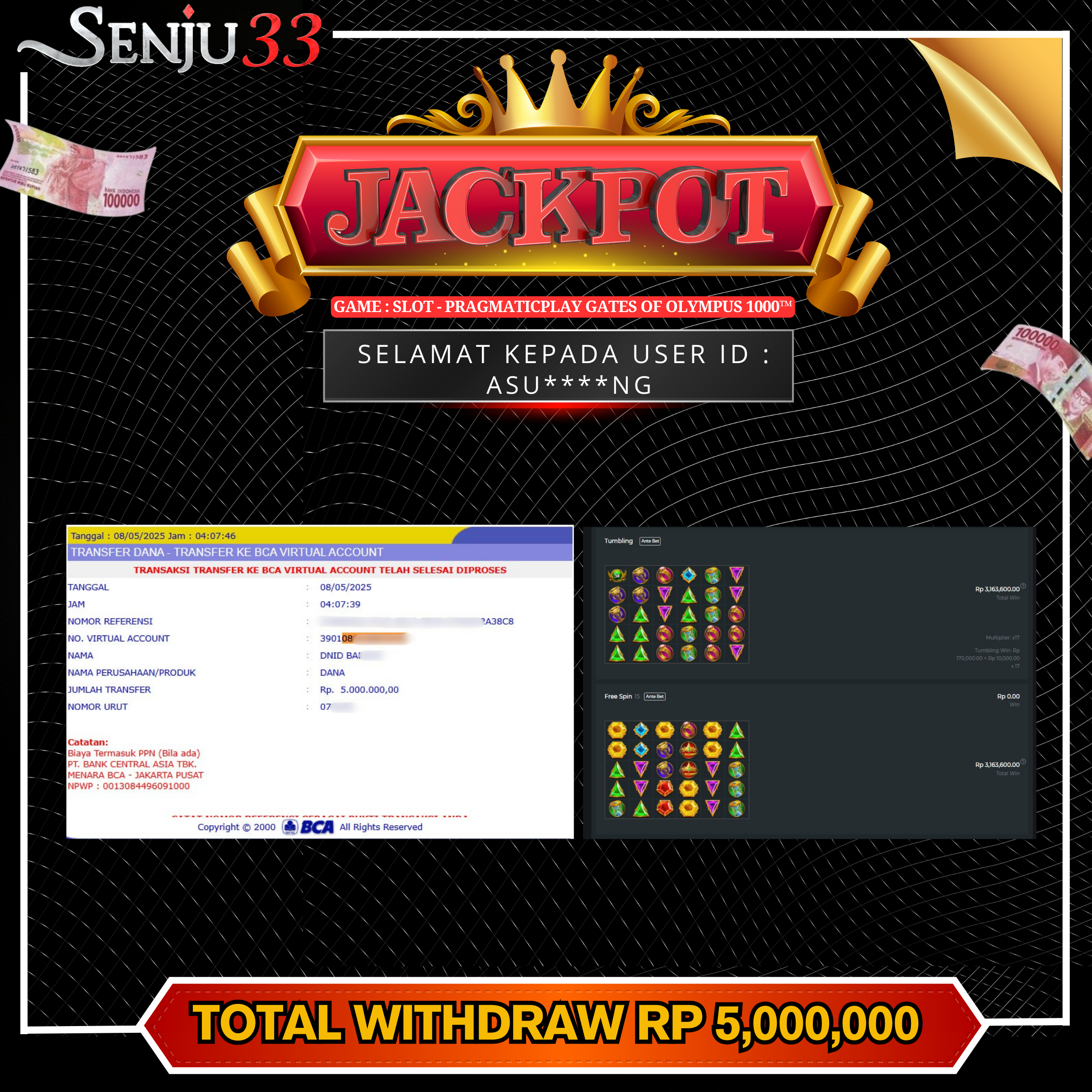 🎰 SENJU33 JACKPOT SLOT Rp. 5.000.000 LUNAS 🎉