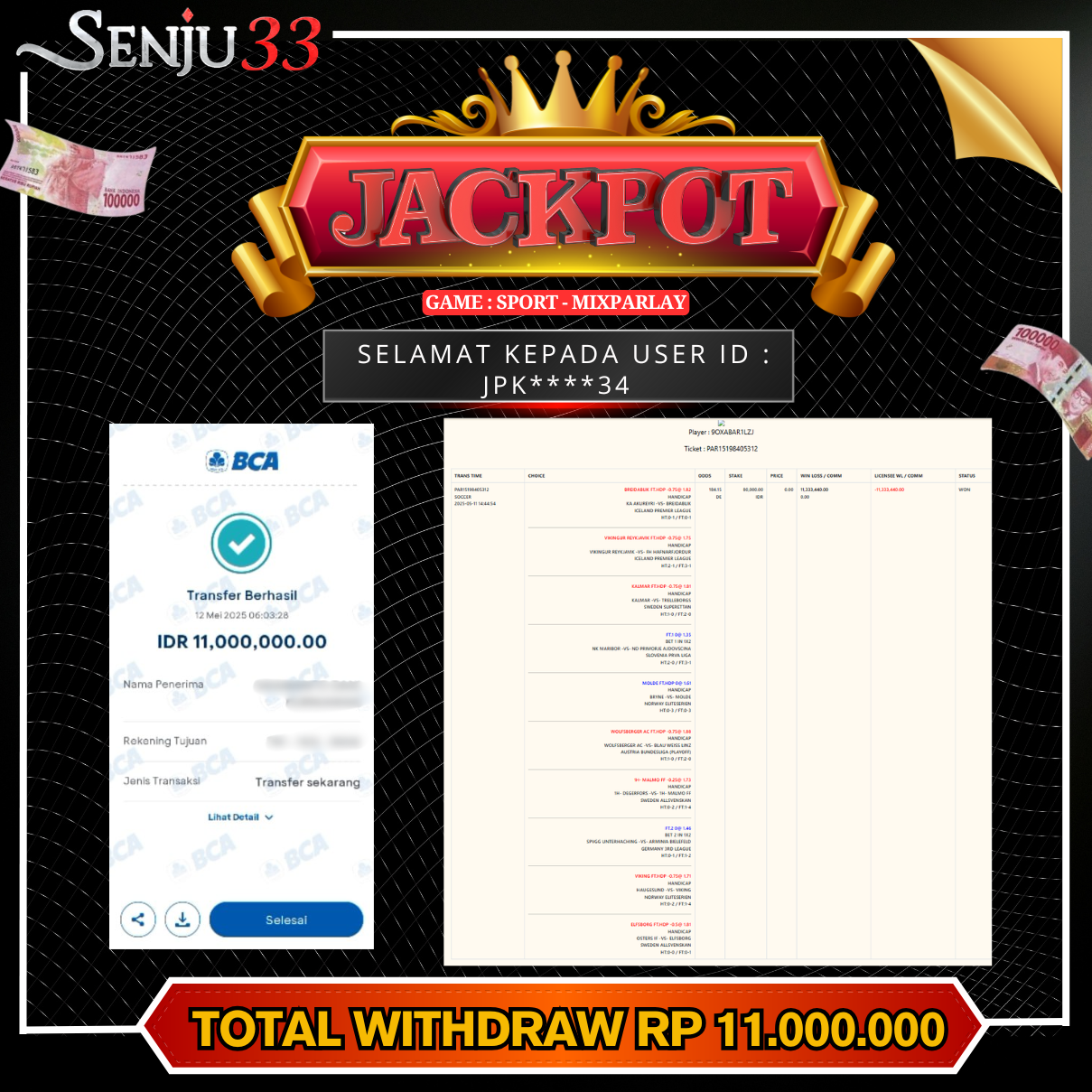 🎰 SENJU33 JACKPOT SLOT Rp. 11.000.000 LUNAS 🎉