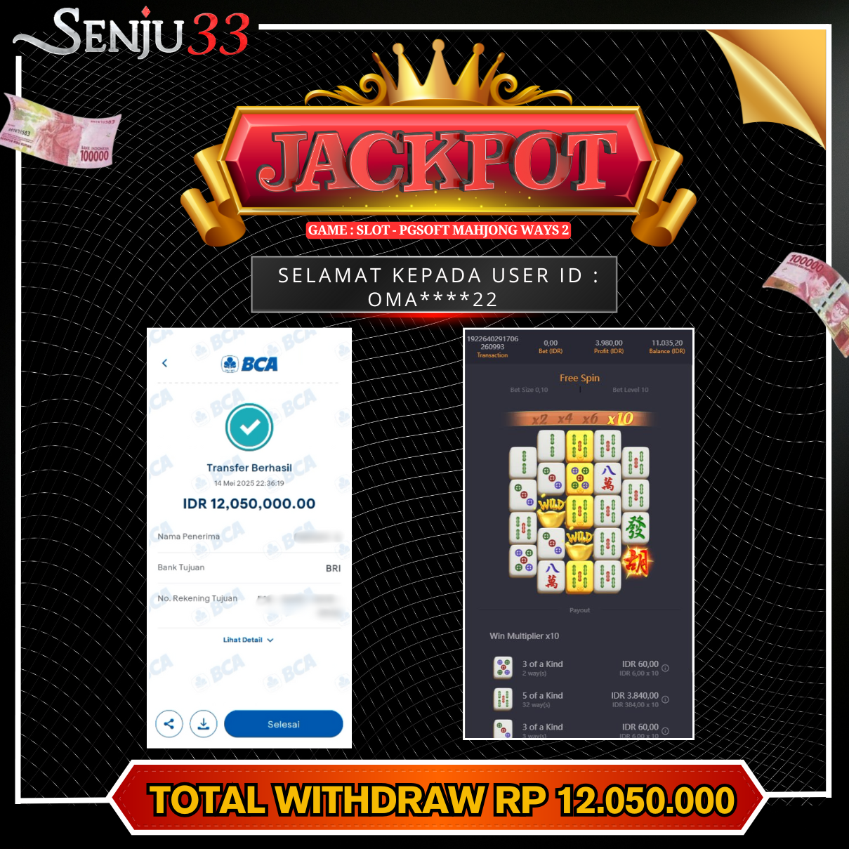 🎰 SENJU33 JACKPOT SLOT Rp. 12.050.000 LUNAS 🎉