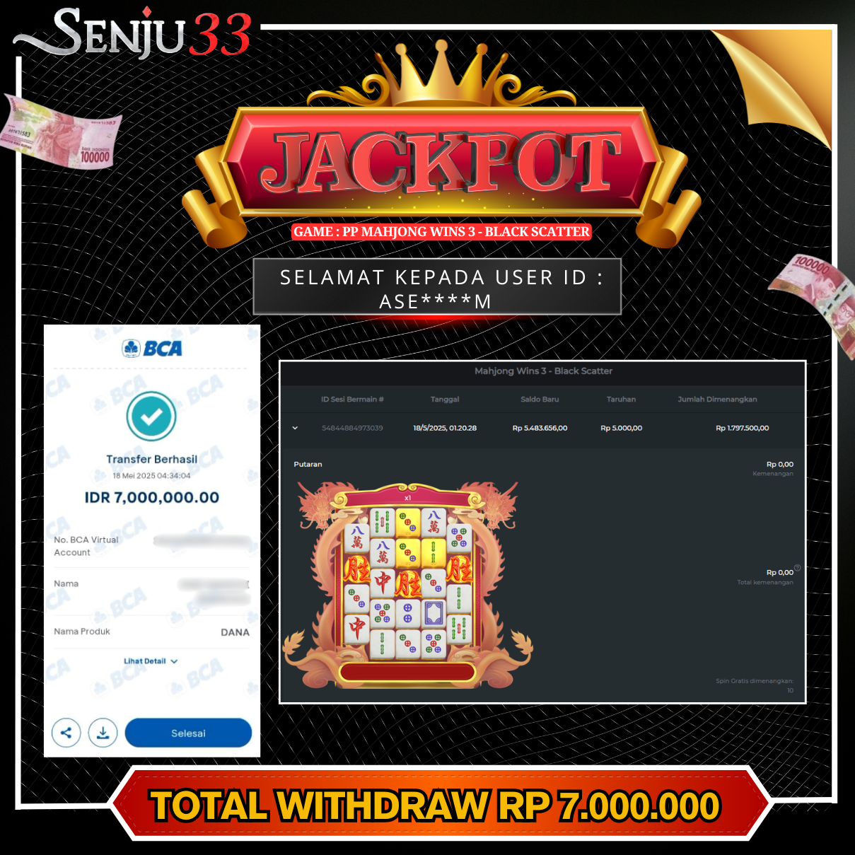 🎰 SENJU33 JACKPOT SLOT Rp. 7.000.000 LUNAS 🎉