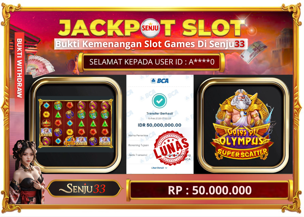 🎰 SENJU33 JACKPOT SLOT Rp. 50.000.000 LUNAS 🎉