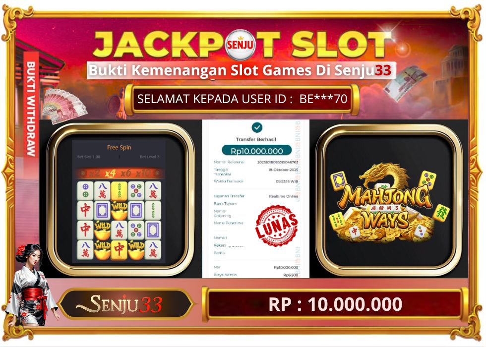 🎰 SENJU33 JACKPOT SLOT Rp. 10.000.000 LUNAS 🎉