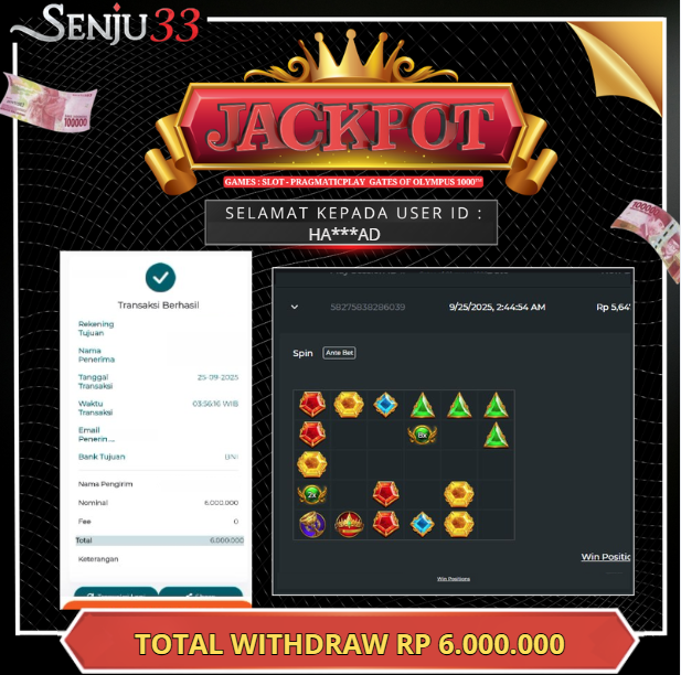🎰 SENJU33 JACKPOT SLOT Rp. 6.000.000 LUNAS 🎉