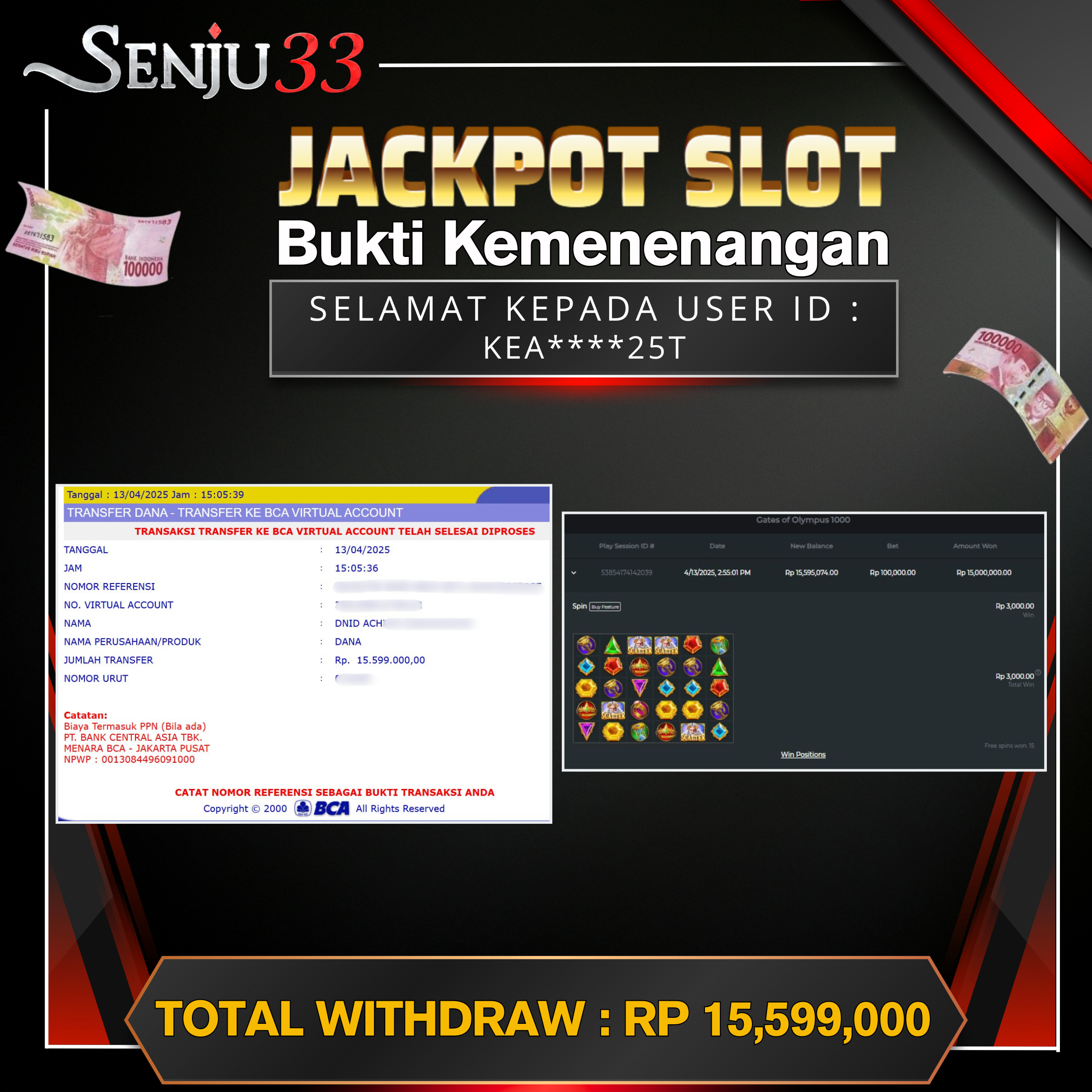 🎰 SENJU33 JACKPOT SLOT Rp. 15.599.000 LUNAS 🎉