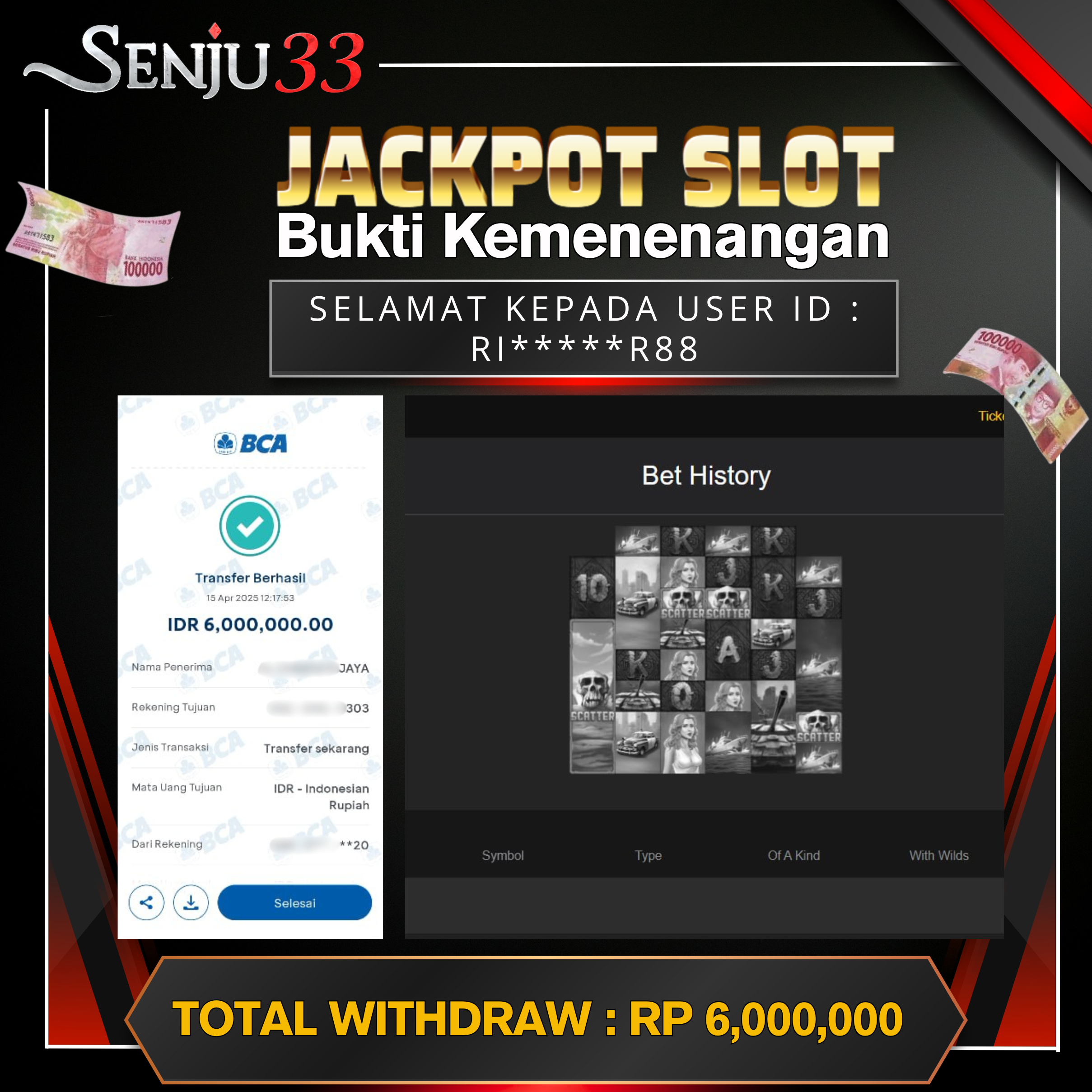 🎰 SENJU33 JACKPOT SLOT Rp. 6.000.000 LUNAS 🎉