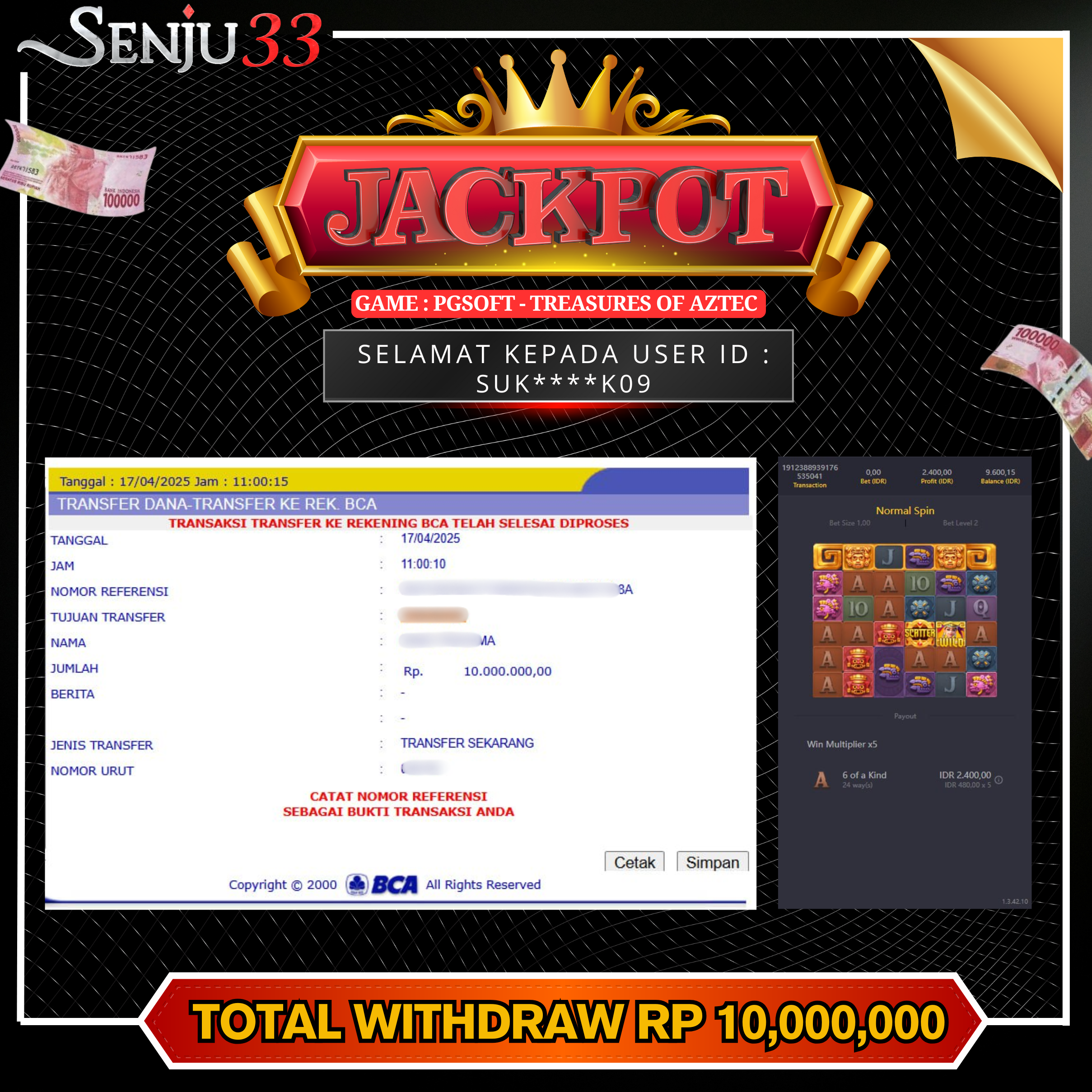 🎰 SENJU33 JACKPOT SLOT Rp. 10.000.000 LUNAS 🎉