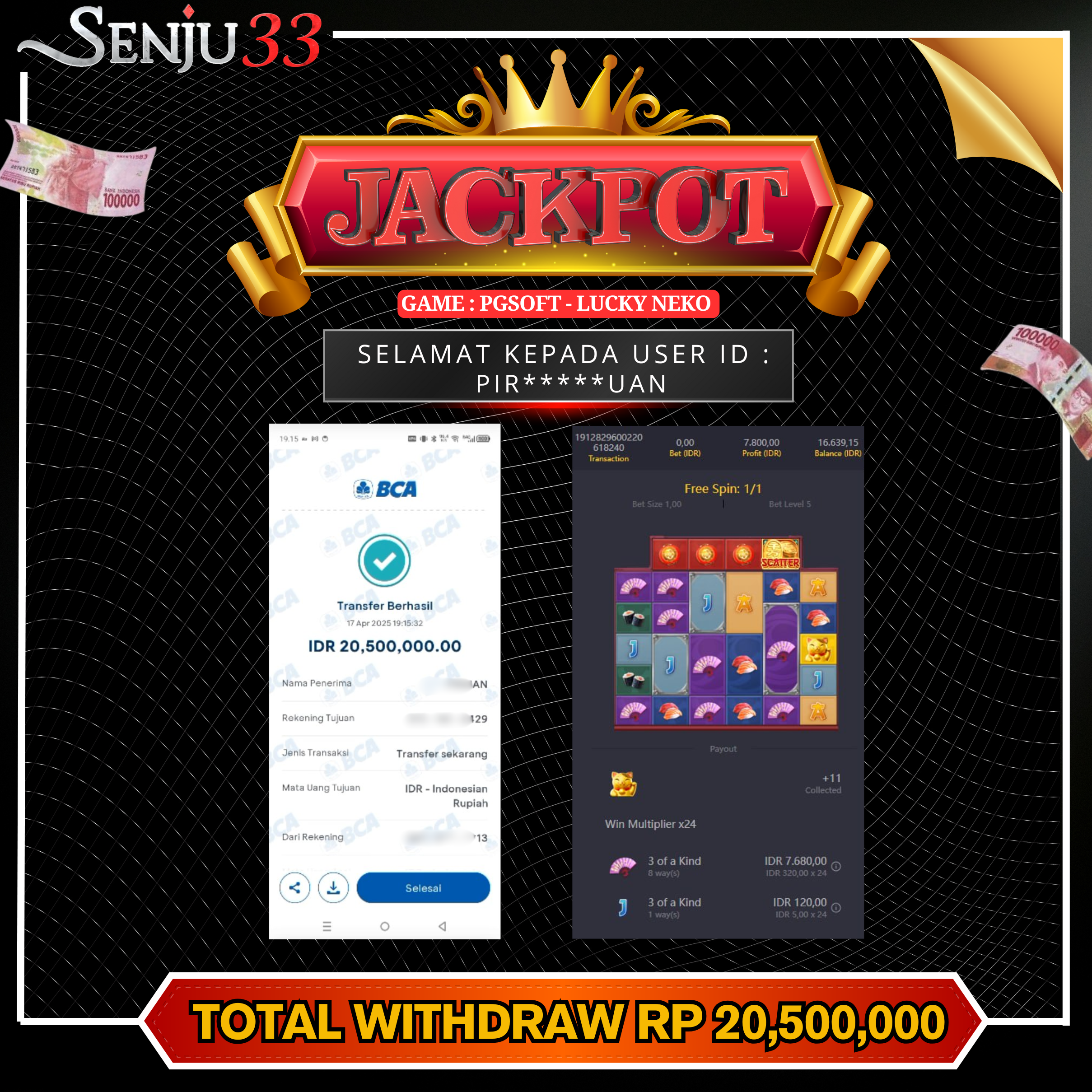 🎰 SENJU33 JACKPOT SLOT Rp. 20.500.000 LUNAS 🎉