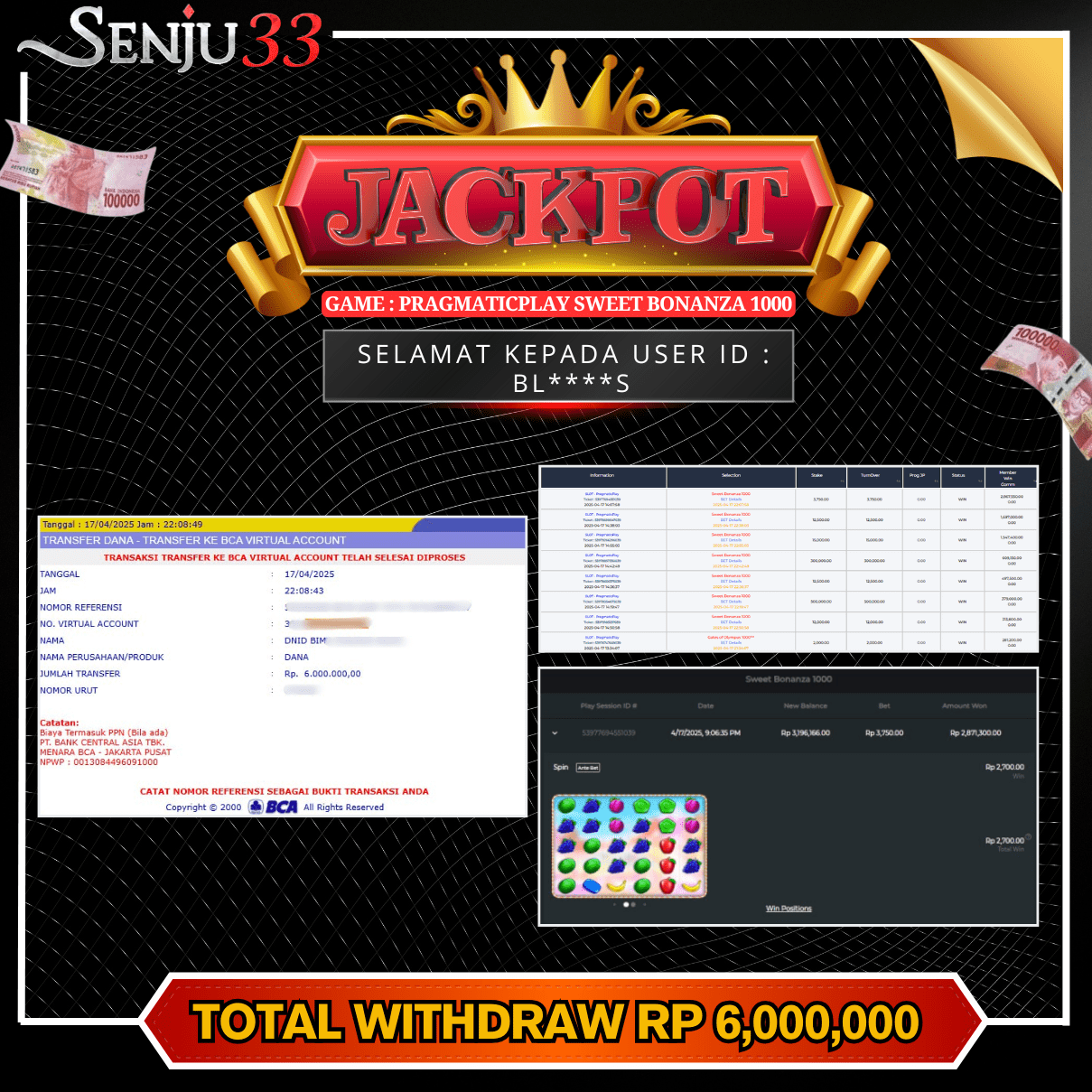 🎰 SENJU33 JACKPOT SLOT Rp. 6.000.000 LUNAS 🎉
