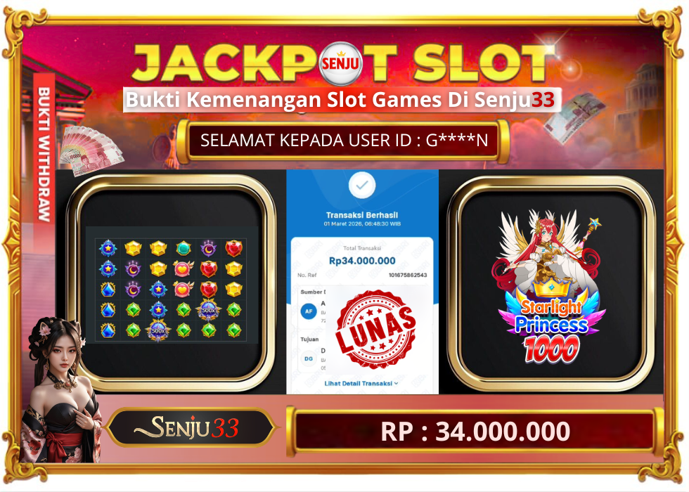 🎰 SENJU33 JACKPOT SLOT Rp. 34.000.000 LUNAS 🎉