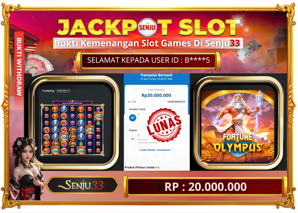 🎰 SENJU33 JACKPOT SLOT Rp. 20.000.000 LUNAS 🎉